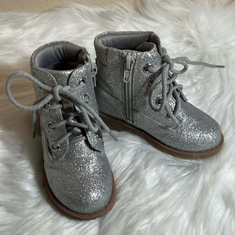 Mia Silver Glitter Lace Toddler Boots